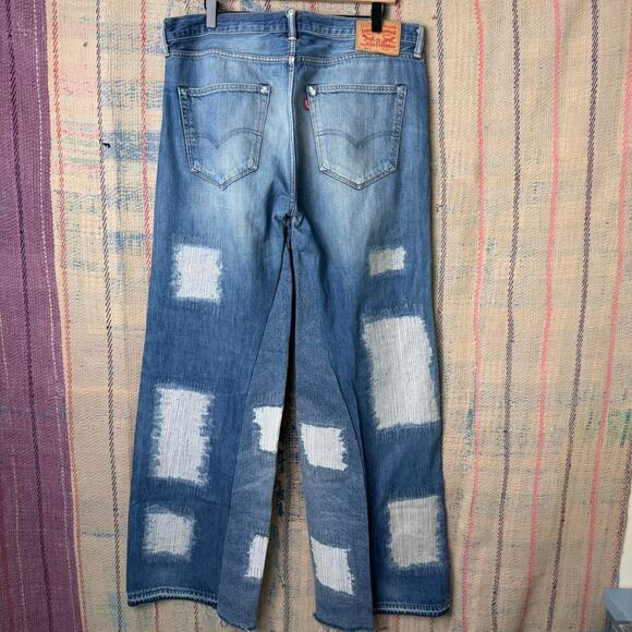 Custom wide leg baggy flared jeans size 36 x 34 - Picture 2 of 5